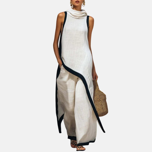Ilaria - Conjunto minimalista de túnica larga y pantalón ancho