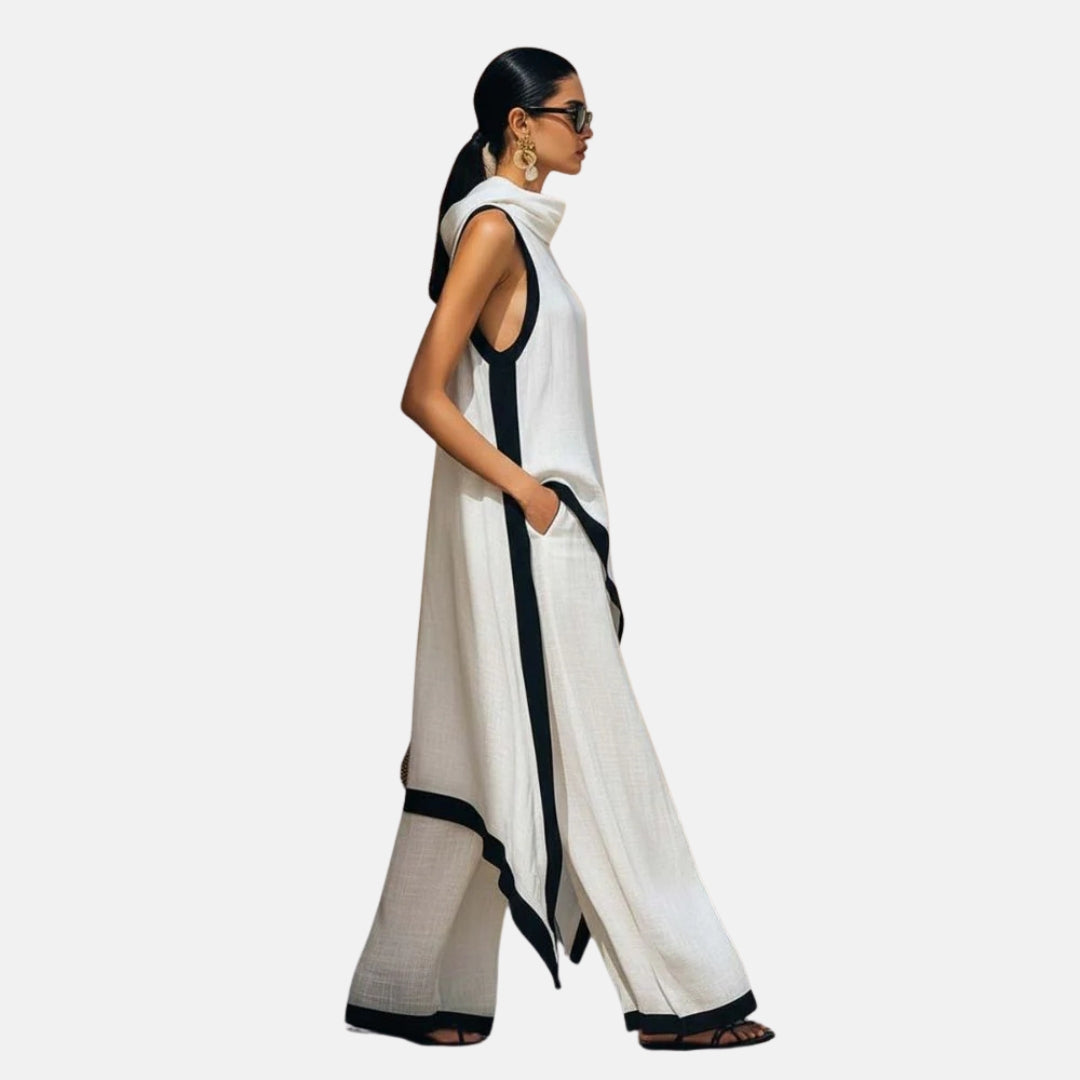 Ilaria | Conjunto minimalista de túnica larga y pantalón ancho