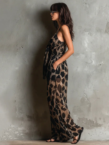 Leonor | Mono estampado animal con escote halter