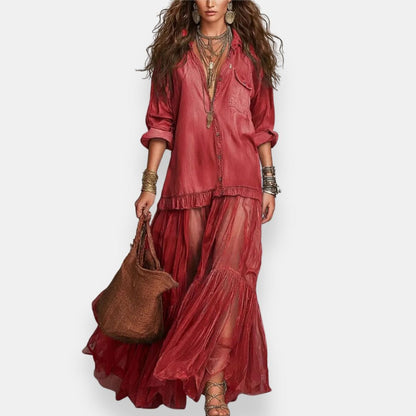 Maelys | Vestido largo boho con volantes