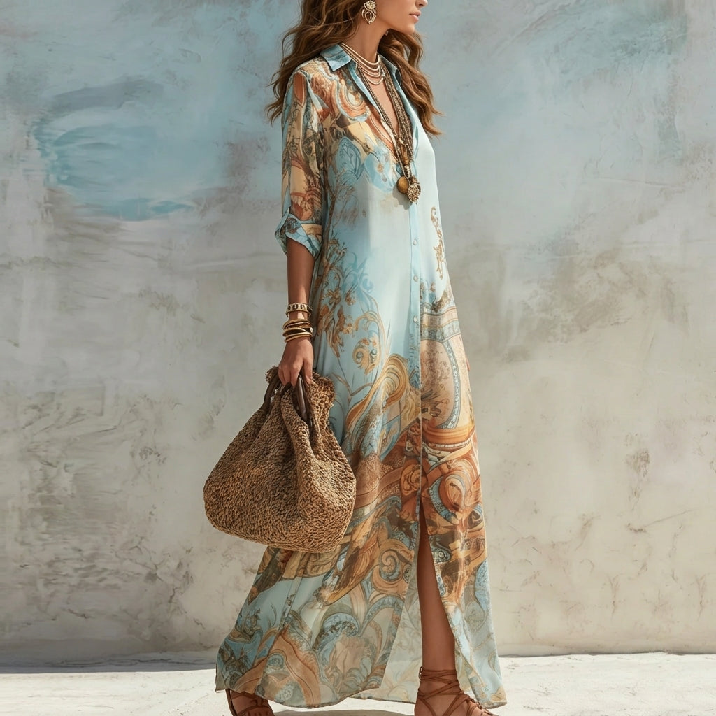 Amalfi | Vestido tipo camisero estilo mediterráneo