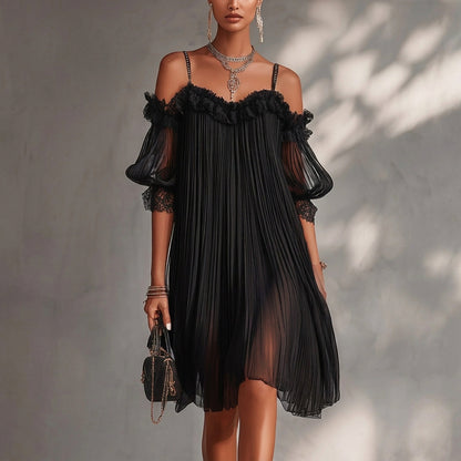 Duomo | Minivestido de chiffon con encaje