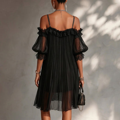 Duomo | Minivestido de chiffon con encaje