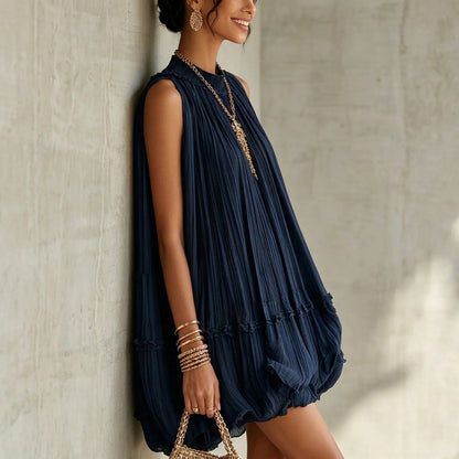 Livorno | Minivestido de Chiffon con Cuello Halter y Falda  Balloon
