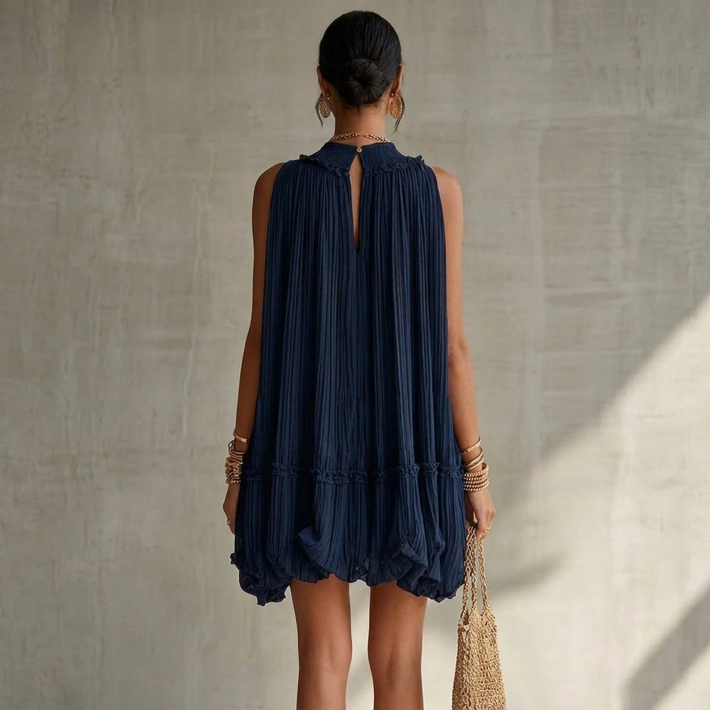 Livorno | Minivestido de Chiffon con Cuello Halter y Falda  Balloon