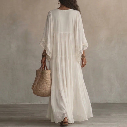 Grosseto | Vestido largo con mangas murciélago y encaje
