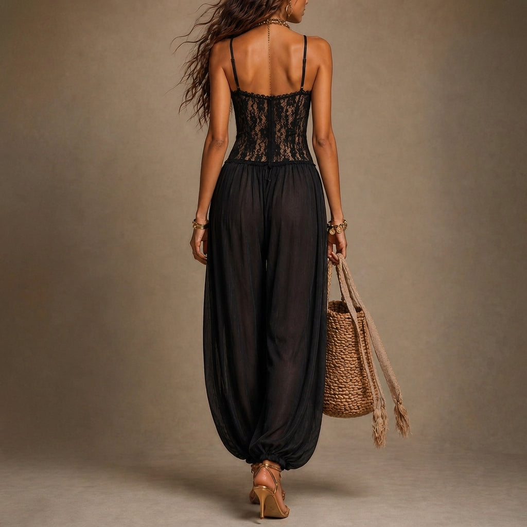 Laia | Mono halter con encaje fluido