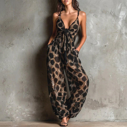 Leonor | Mono estampado animal con escote halter