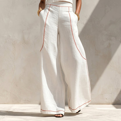 Rufina | Conjunto blanco con top sin mangas y pantalón de pierna ancha