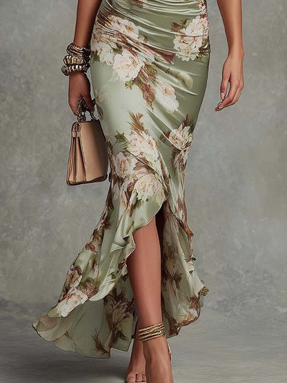 Anastasia | Vestido largo de saten de corte asimétrico