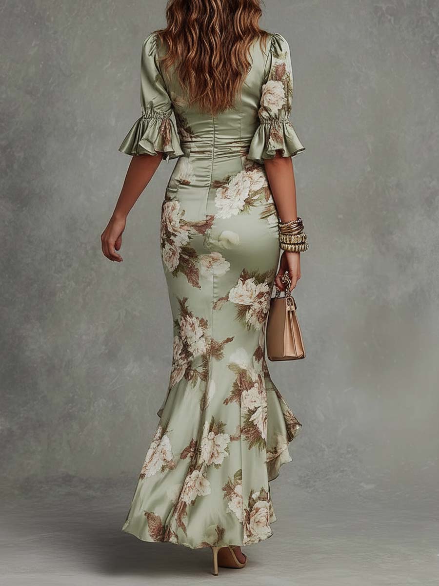 Anastasia | Vestido largo de saten de corte asimétrico