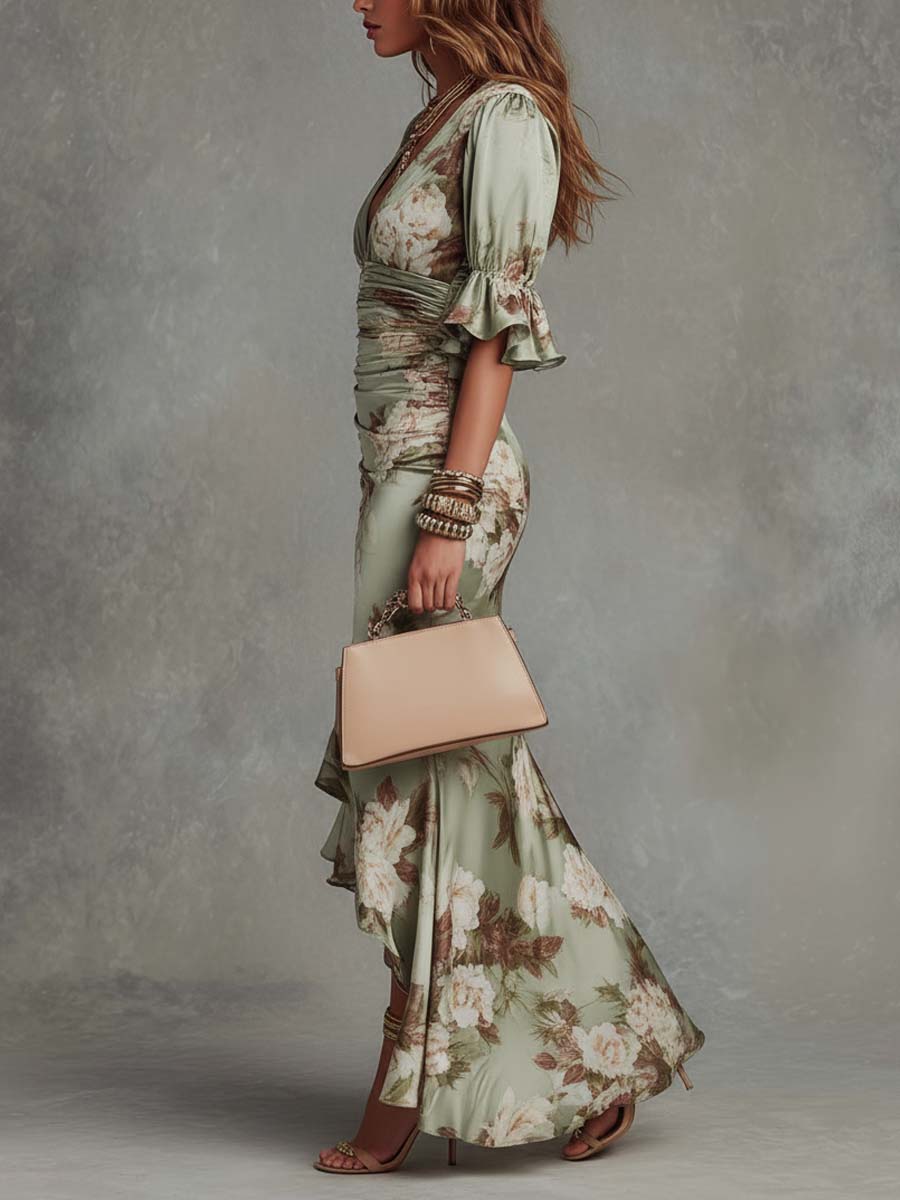 Anastasia | Vestido largo de saten de corte asimétrico
