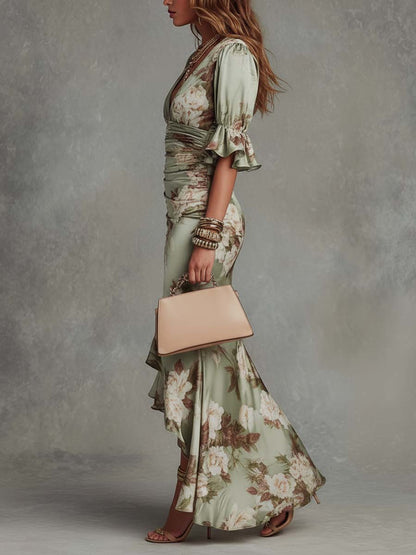 Anastasia | Vestido largo de saten de corte asimétrico