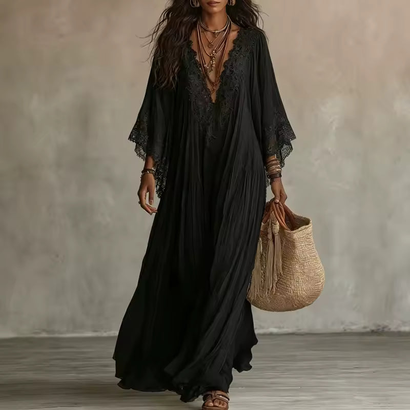 Grosseto | Vestido largo con detalles de encaje