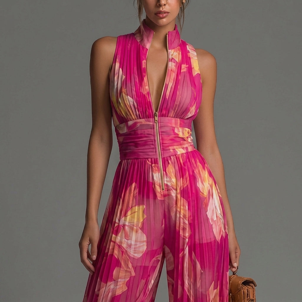 Nicole | Mono plisado de gasa con estampado floral