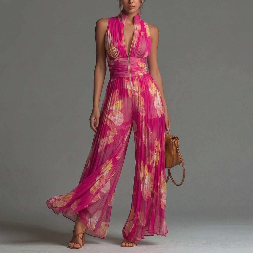 Nicole | Mono plisado de gasa con estampado floral
