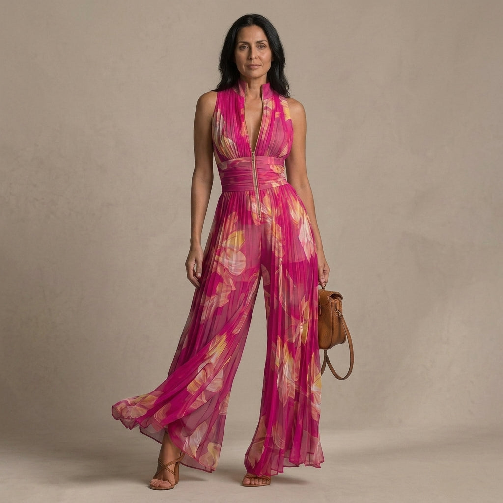 Nicole | Mono plisado de gasa con estampado floral