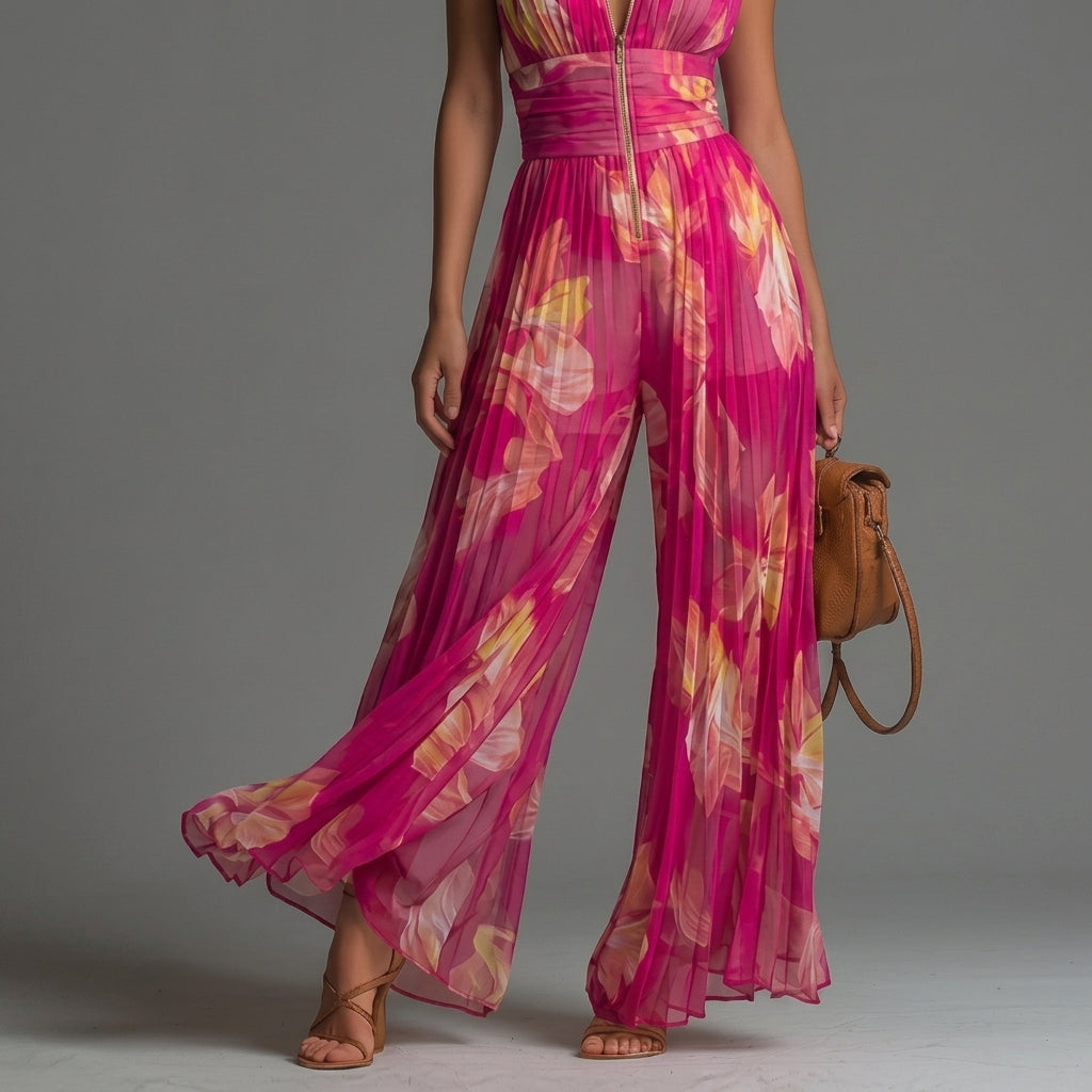 Nicole | Mono plisado de gasa con estampado floral