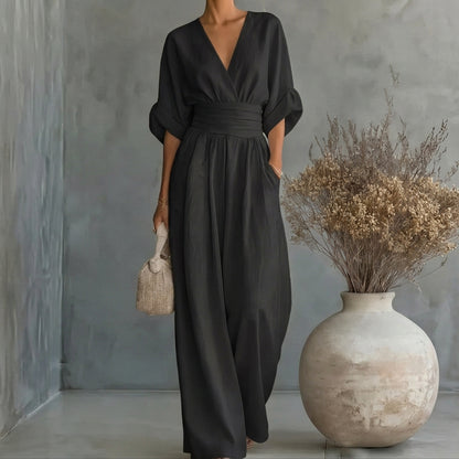 Daniela - Mono elegante de escote en V y pierna ancha