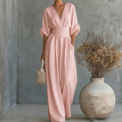 Daniela - Mono elegante de escote en V y pierna ancha
